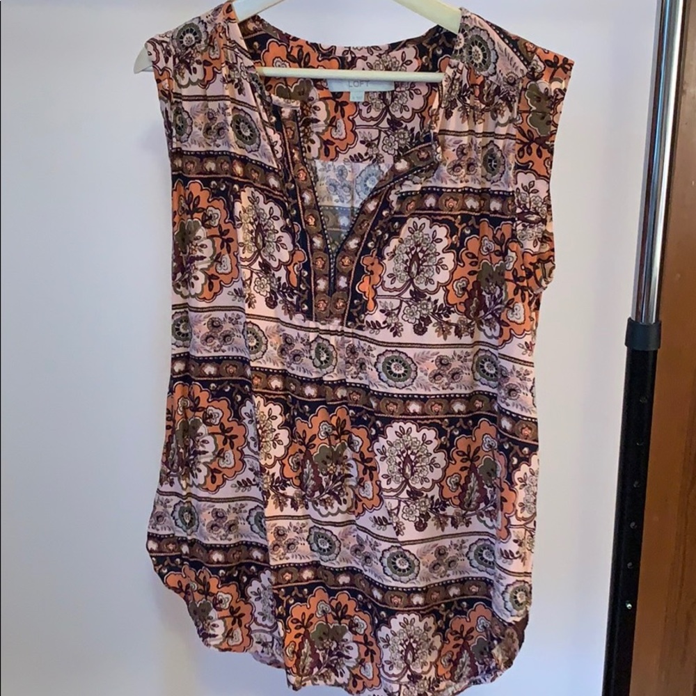 LOFT split neck blouse